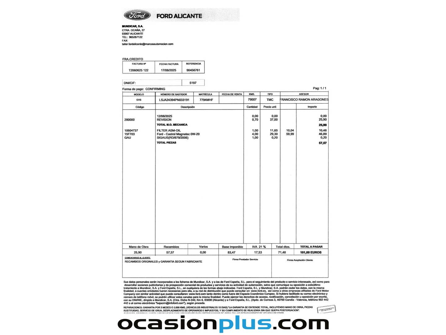 Foto del mantenimiento del MG eHS MG eHS 1.5 T-GDI PHEV Luxury (258 CV)