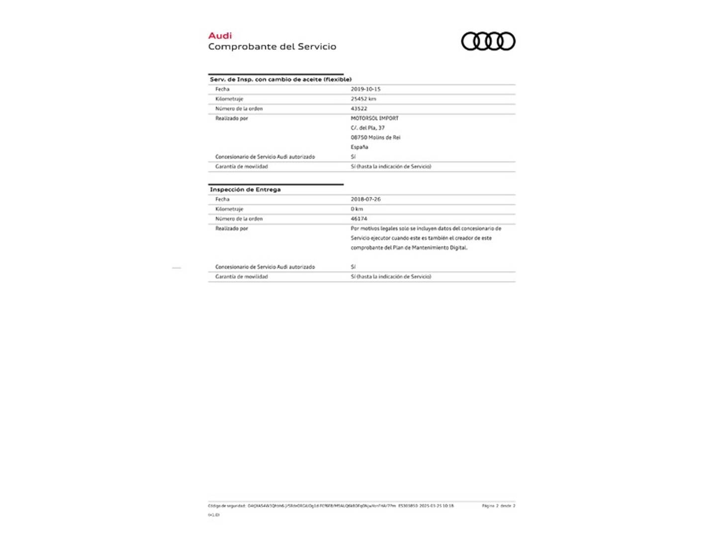 Foto del mantenimiento del Audi Q2 Audi Q2 sport edition 2.0 TDI quattro (150 CV) S tronic