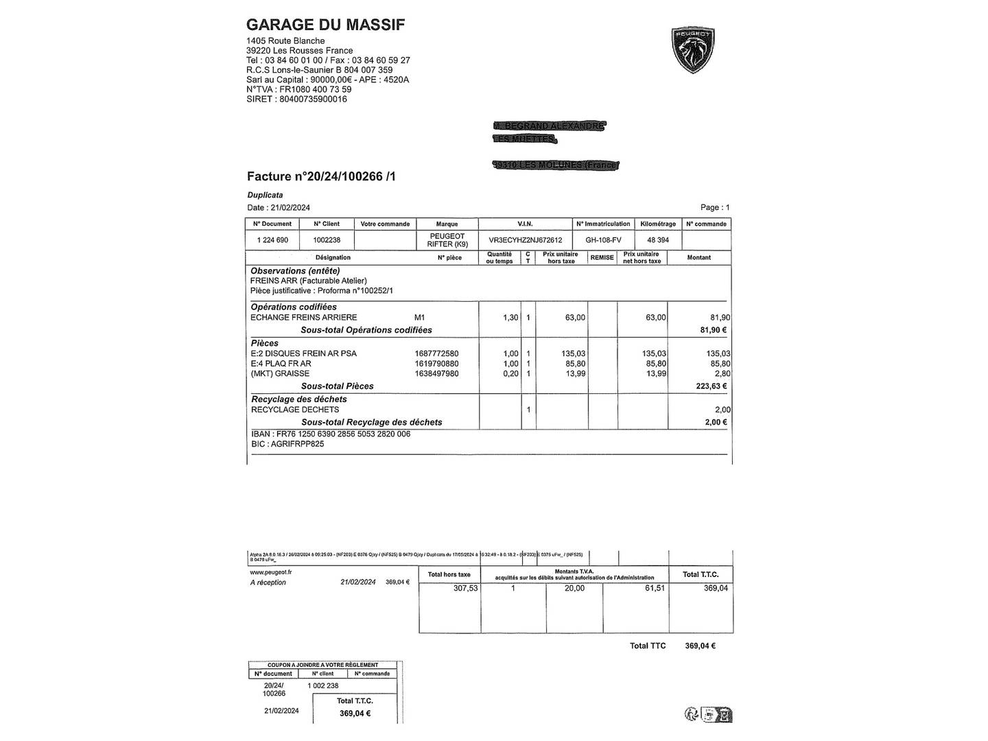 Foto del mantenimiento del Peugeot Rifter Peugeot Rifter BlueHDi 130 GT Long (130 CV)