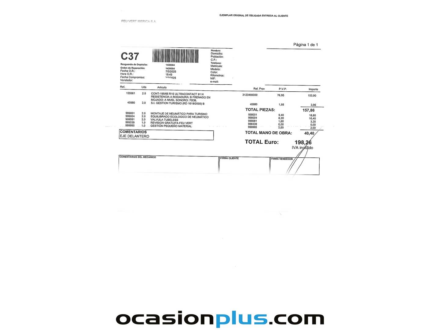 Foto del mantenimiento del Peugeot 2008 Peugeot 2008 PureTech 110 S&S Allure EAT6 (110 CV)