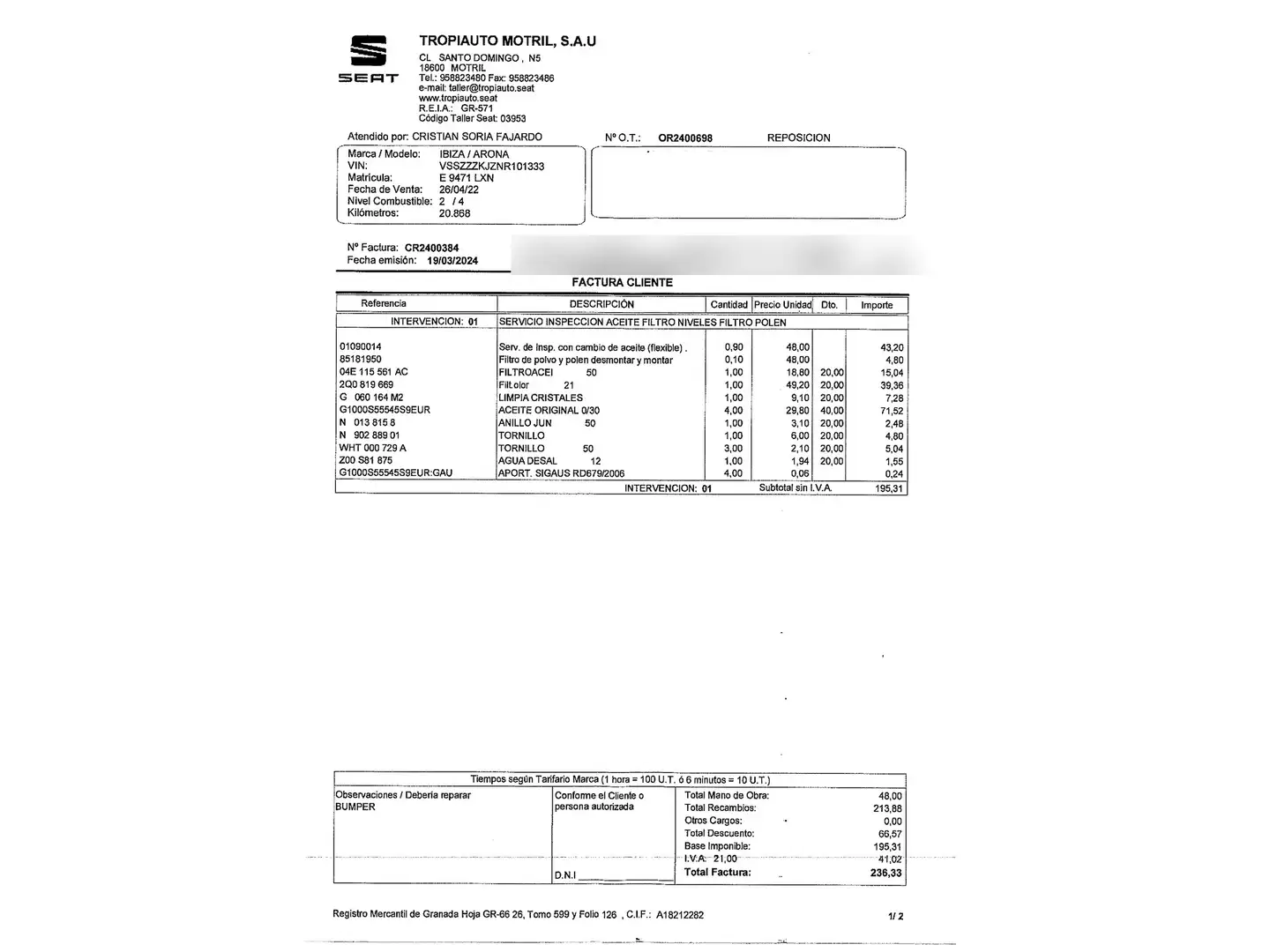 Foto Seat Ibiza SEAT Ibiza 1.0 TSI FR Plus (110 CV)