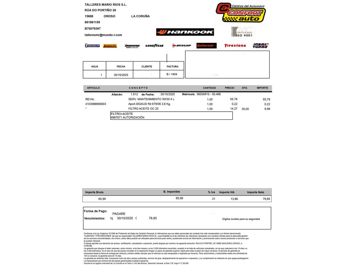 Foto del mantenimiento del DR AUTOMOBILES DR 4.0 DR AUTOMOBILES DR4 1.5 (116 CV)
