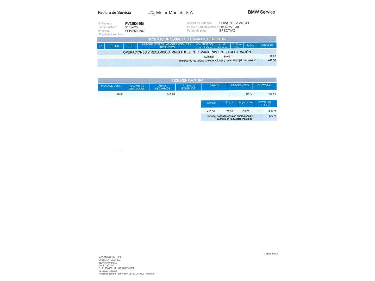 Foto del mantenimiento del BMW X1 BMW X1 sDrive18d (150 CV)