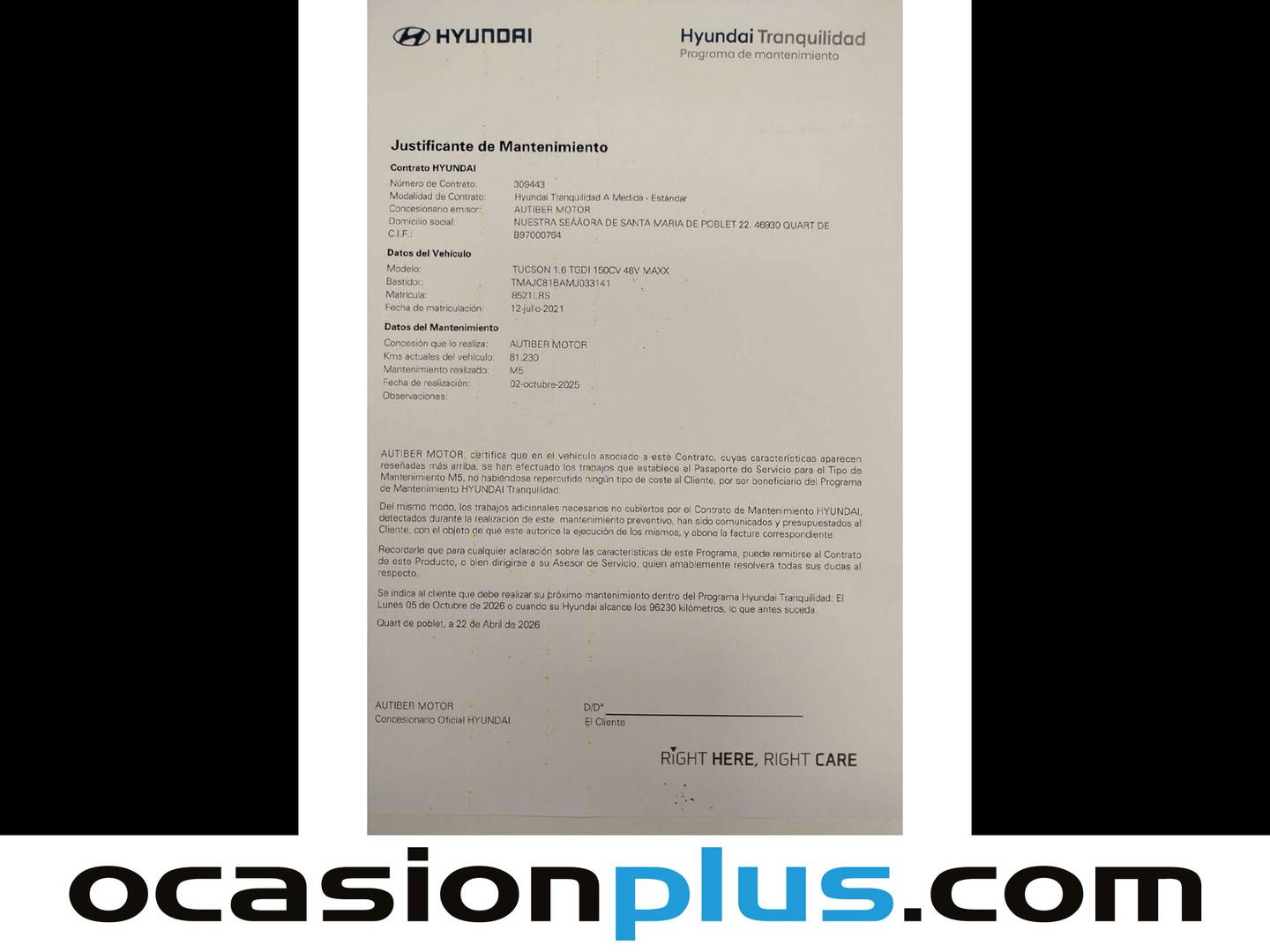 Foto del mantenimiento del Hyundai Tucson Hyundai Tucson 1.6 TGDI 48V Maxx (150 CV)