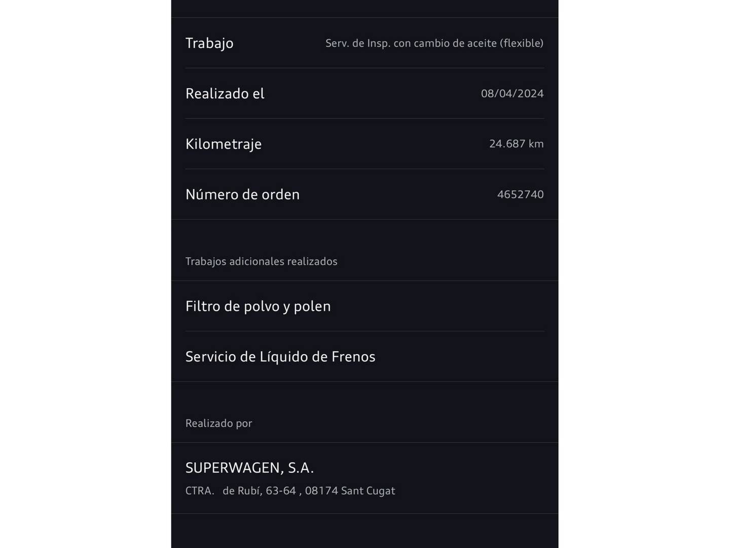 Foto del mantenimiento del Audi A3 Audi A3 Sportback S-Line 30 TDI (116 CV)