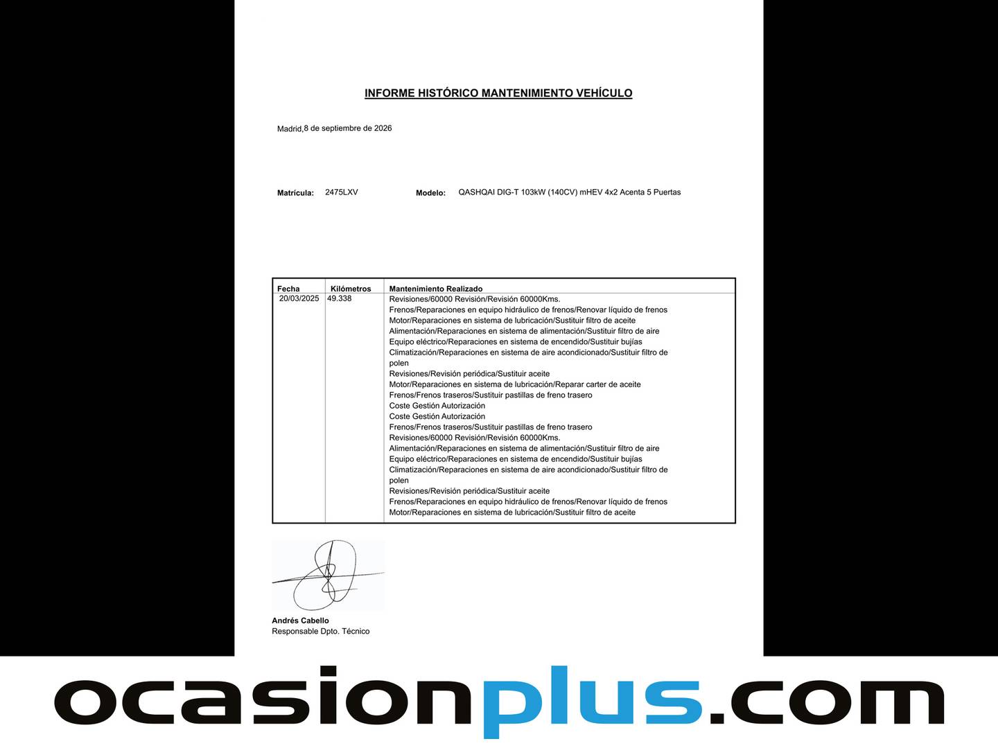Foto del mantenimiento del Nissan QASHQAI Nissan Qashqai DIG-T 140 mHEV Acenta 4x2 (140 CV)