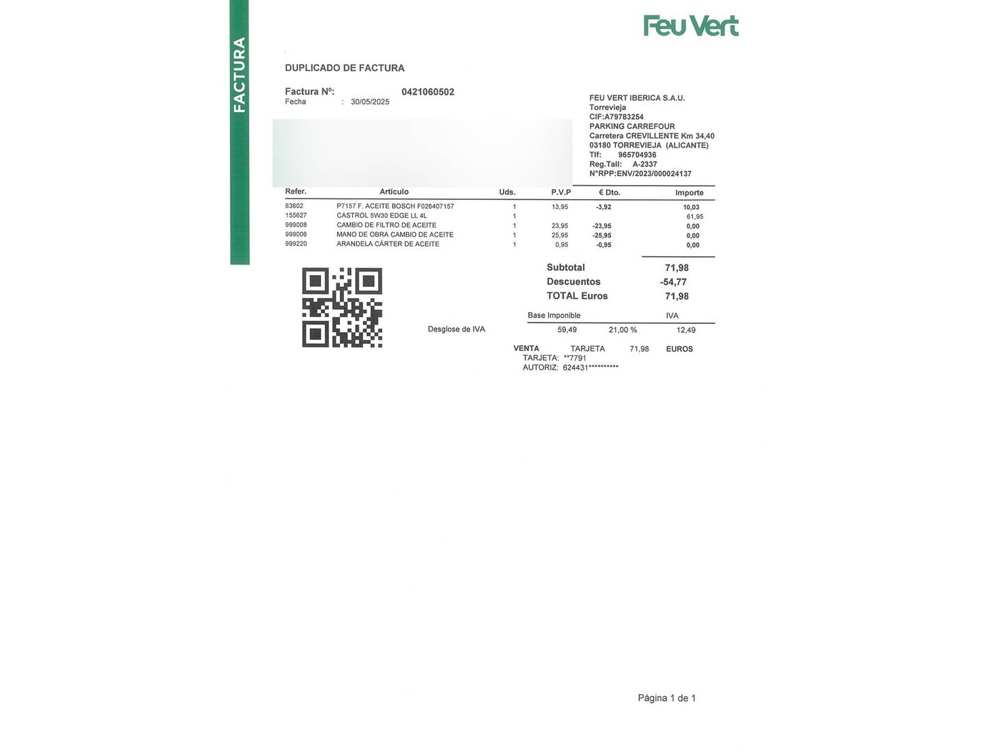 Foto del mantenimiento del Audi A5 Audi A5 Sportback Advanced 2.0 TDI quattro (190 CV) S tronic