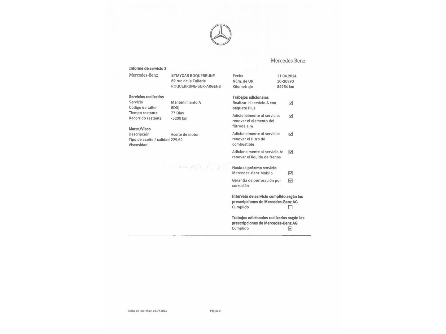 Foto del mantenimiento del Mercedes GLC Coupé Mercedes GLC Coupé 300 de 4Matic (306 CV)