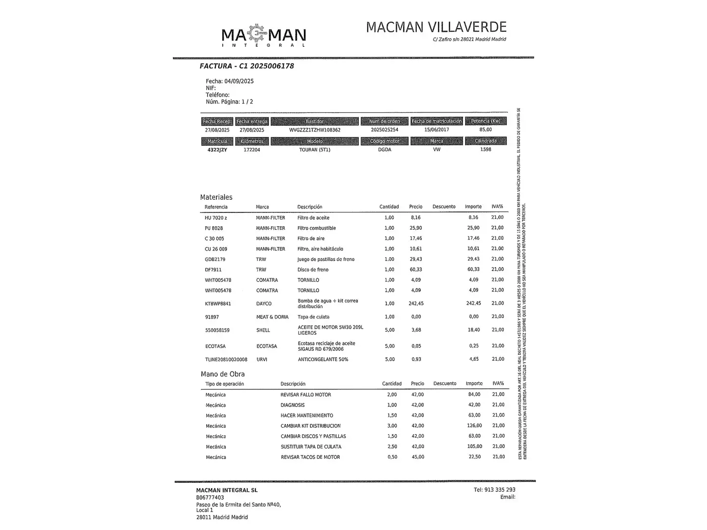 Foto Volkswagen Touran Volkswagen Touran Sport 1.6 TDI (115 CV) 7 Plazas