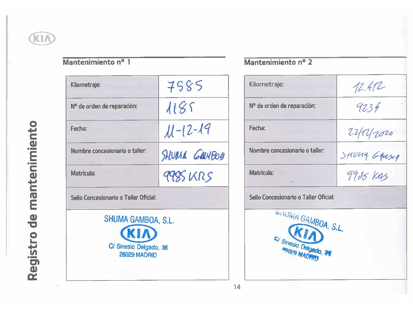 Foto del mantenimiento del KIA Picanto KIA Picanto 1.2 CVVT GT Line Automático (84 CV)