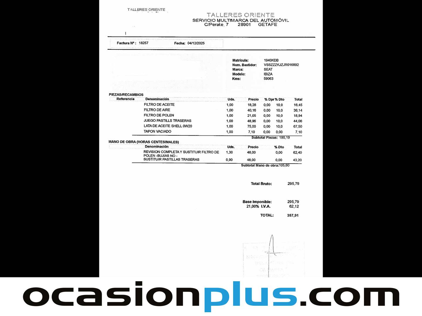 Foto del mantenimiento del Seat Ibiza Seat Ibiza 1.0 EcoTSI S&S Style (115 CV)