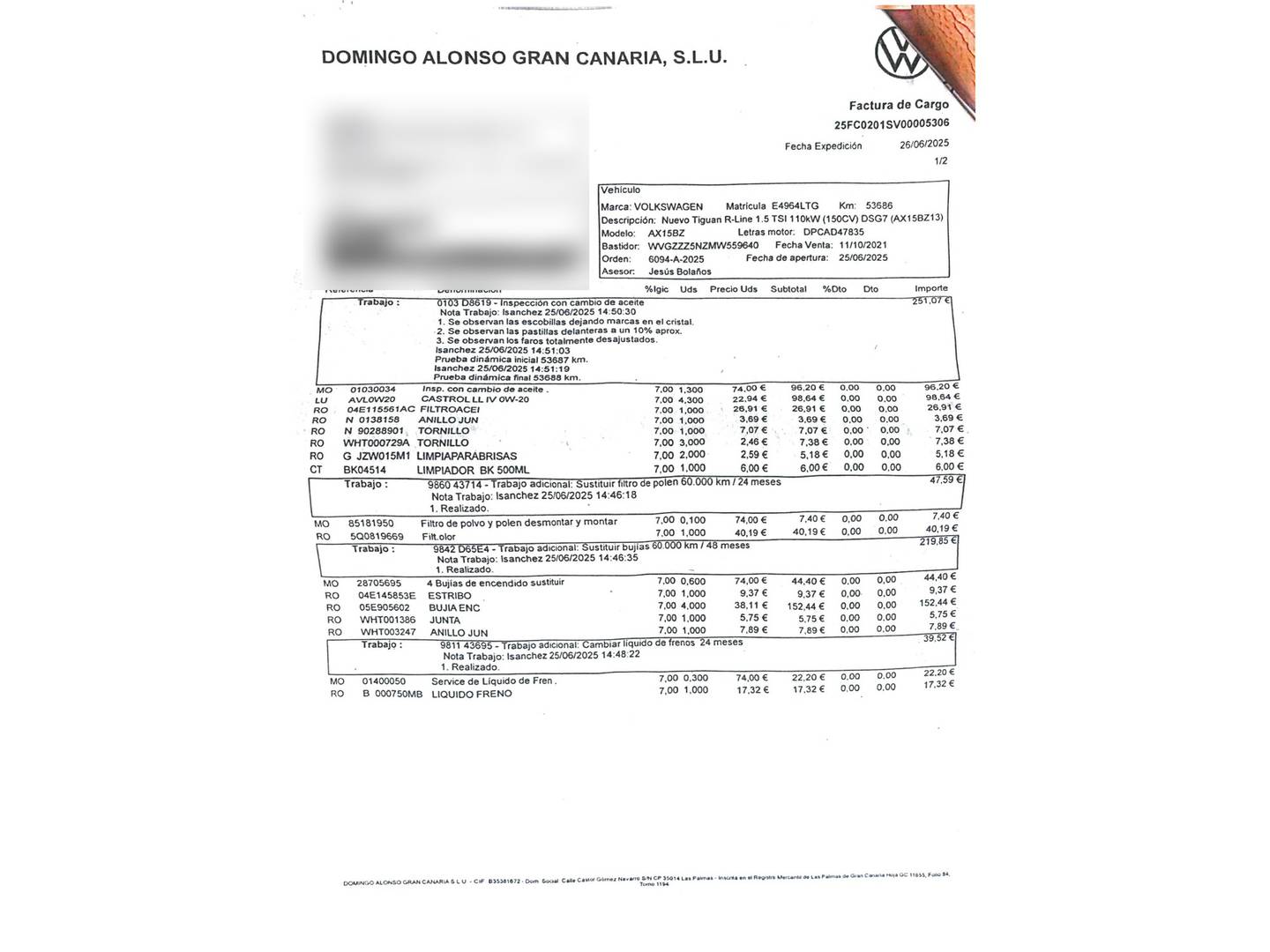 Foto del mantenimiento del Volkswagen Tiguan Volkswagen Tiguan R-Line 1.5 TSI (150 CV) DSG