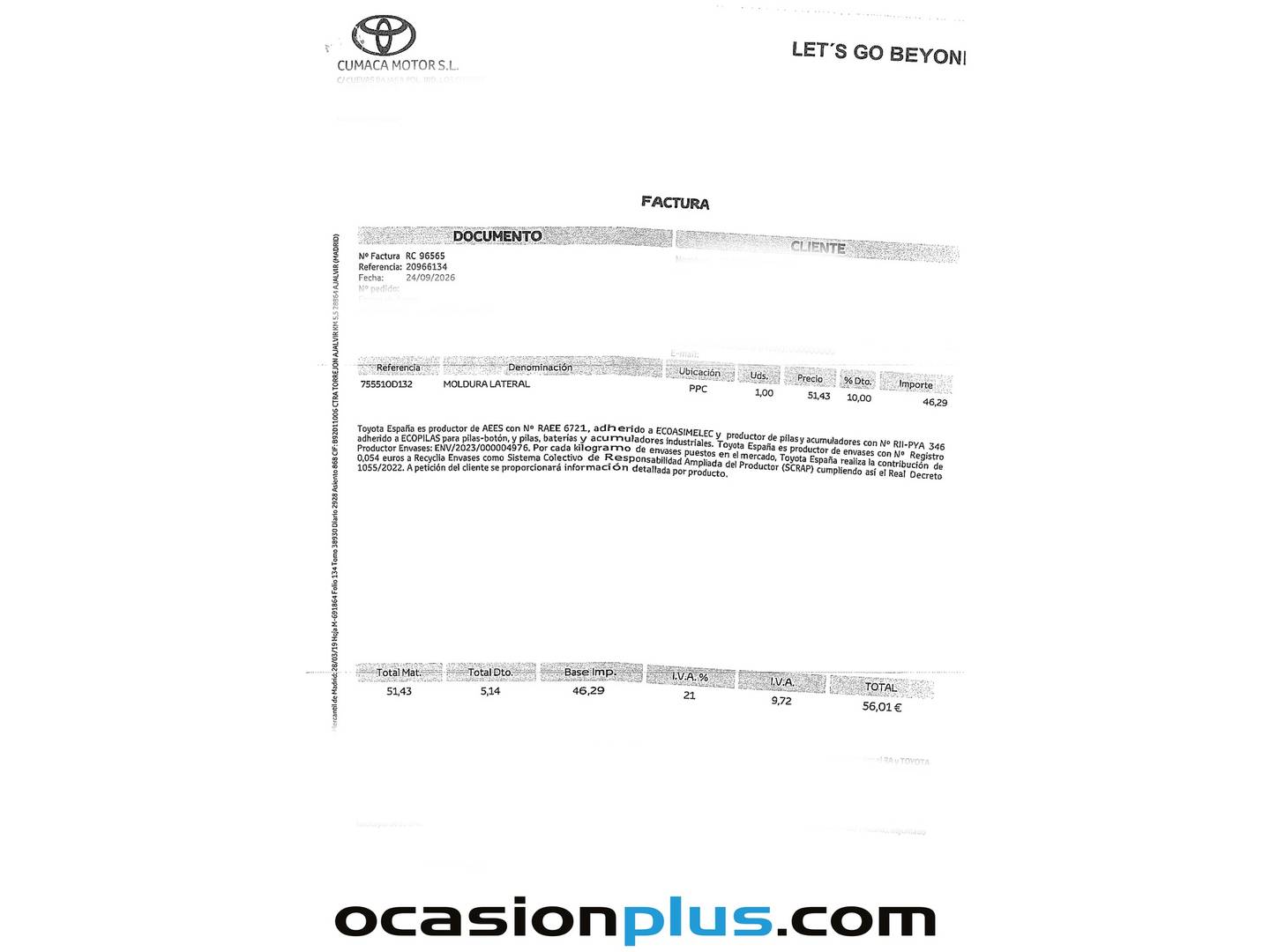Foto del mantenimiento del Toyota Yaris Toyota Yaris 1.5 100H Advance (100 CV)