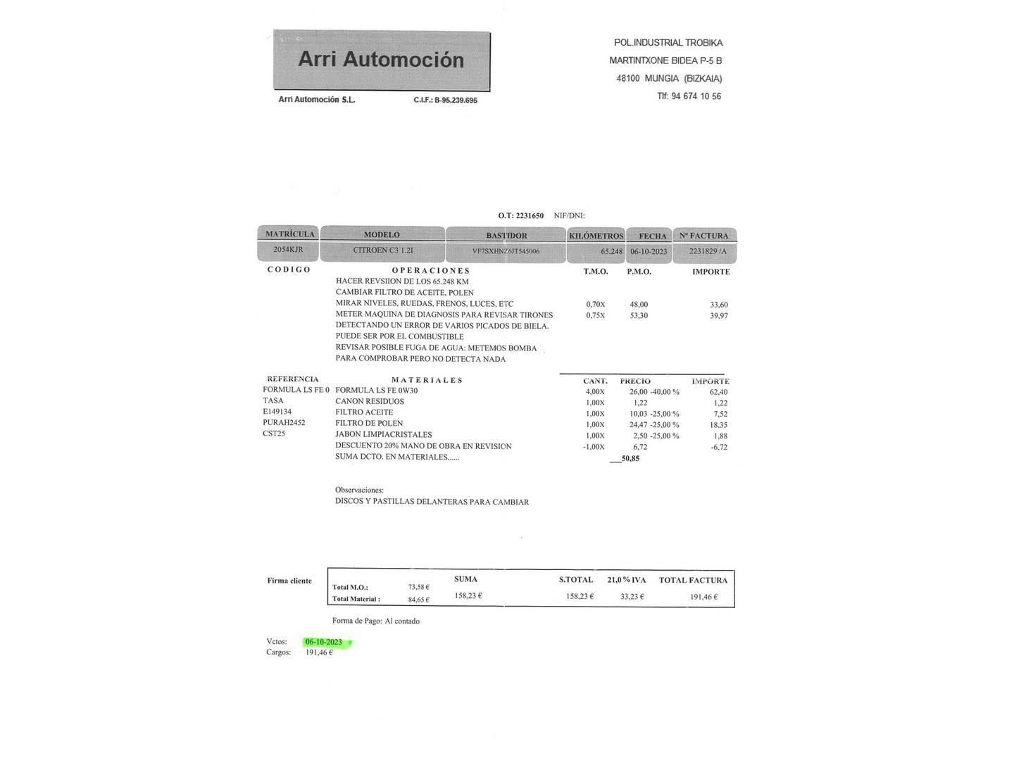 Foto del mantenimiento del Citroën C3 Citroën C3 PureTech 110 S&S Shine (110 CV)