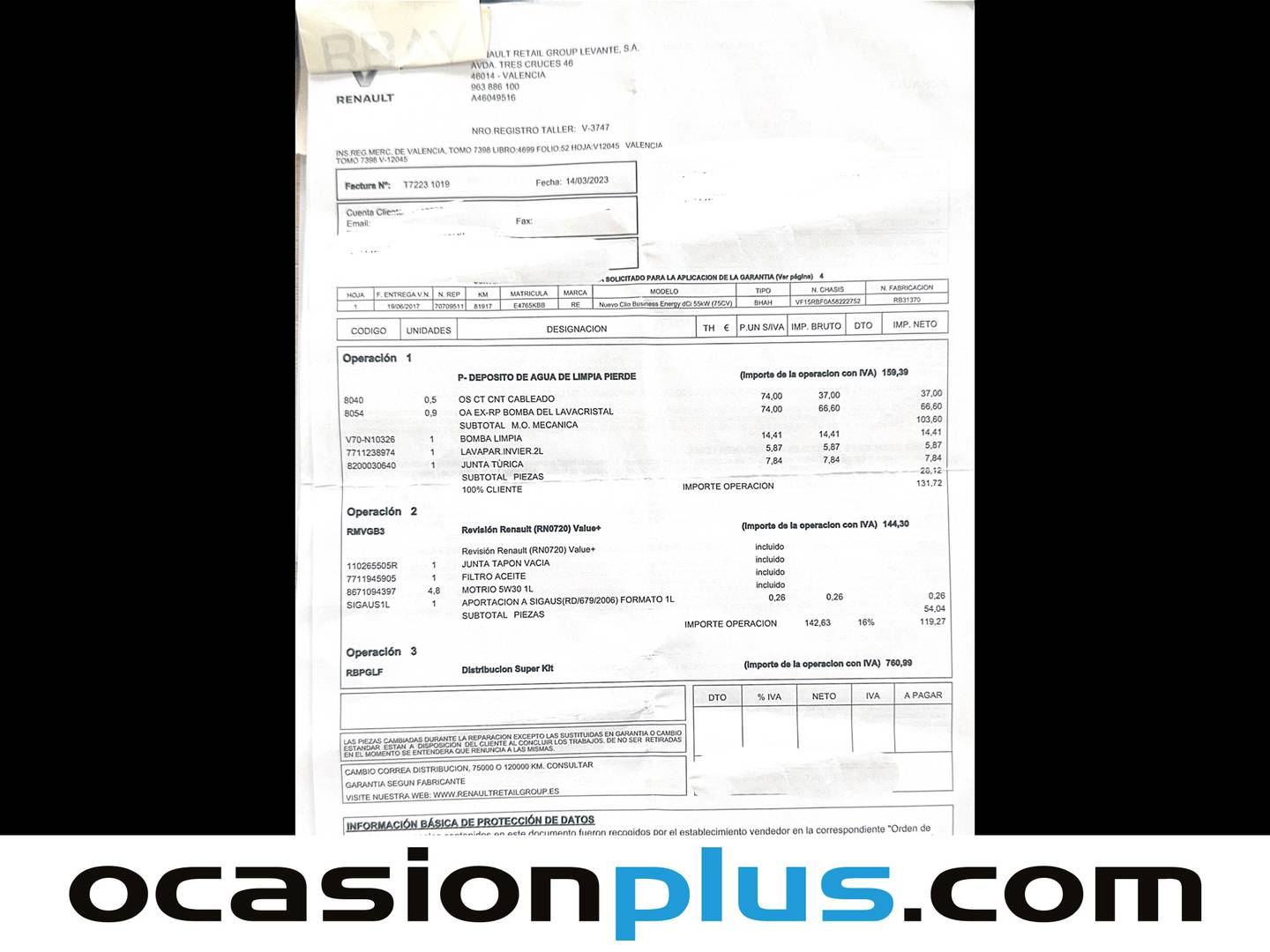 Foto del mantenimiento del Renault Clio Renault Clio Business Energy dCi (75 CV)