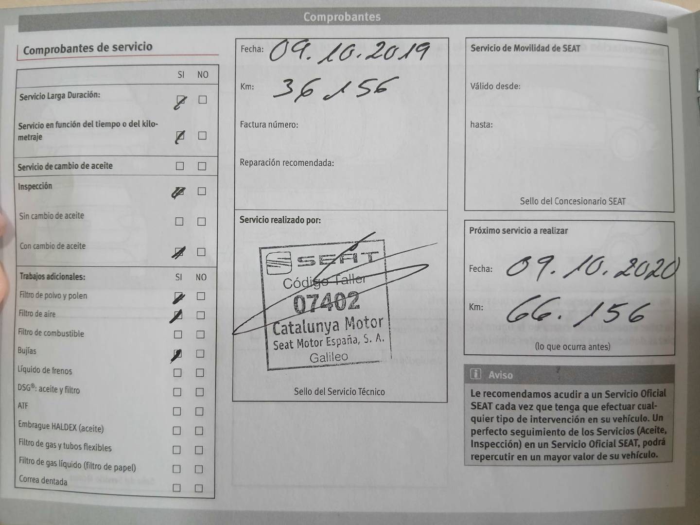 Foto del mantenimiento del Seat Ibiza Seat Ibiza 1.0 EcoTSI Style Connect DSG (110 CV)
