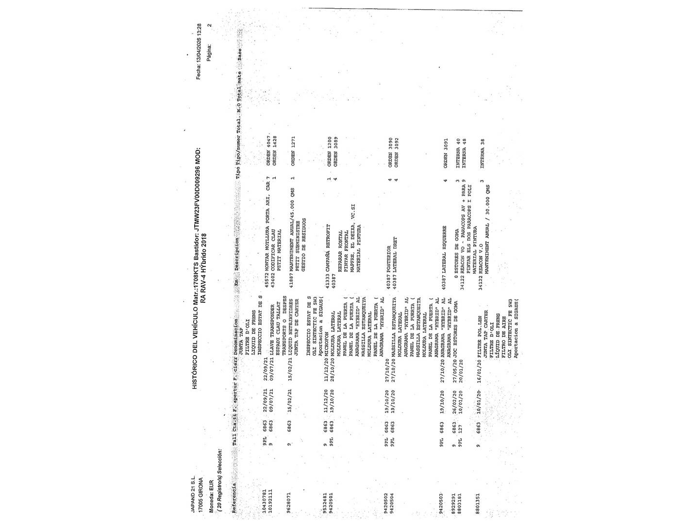 Foto del mantenimiento del Toyota Rav4 Toyota Rav4 2.5l hybrid Advance (218 CV)