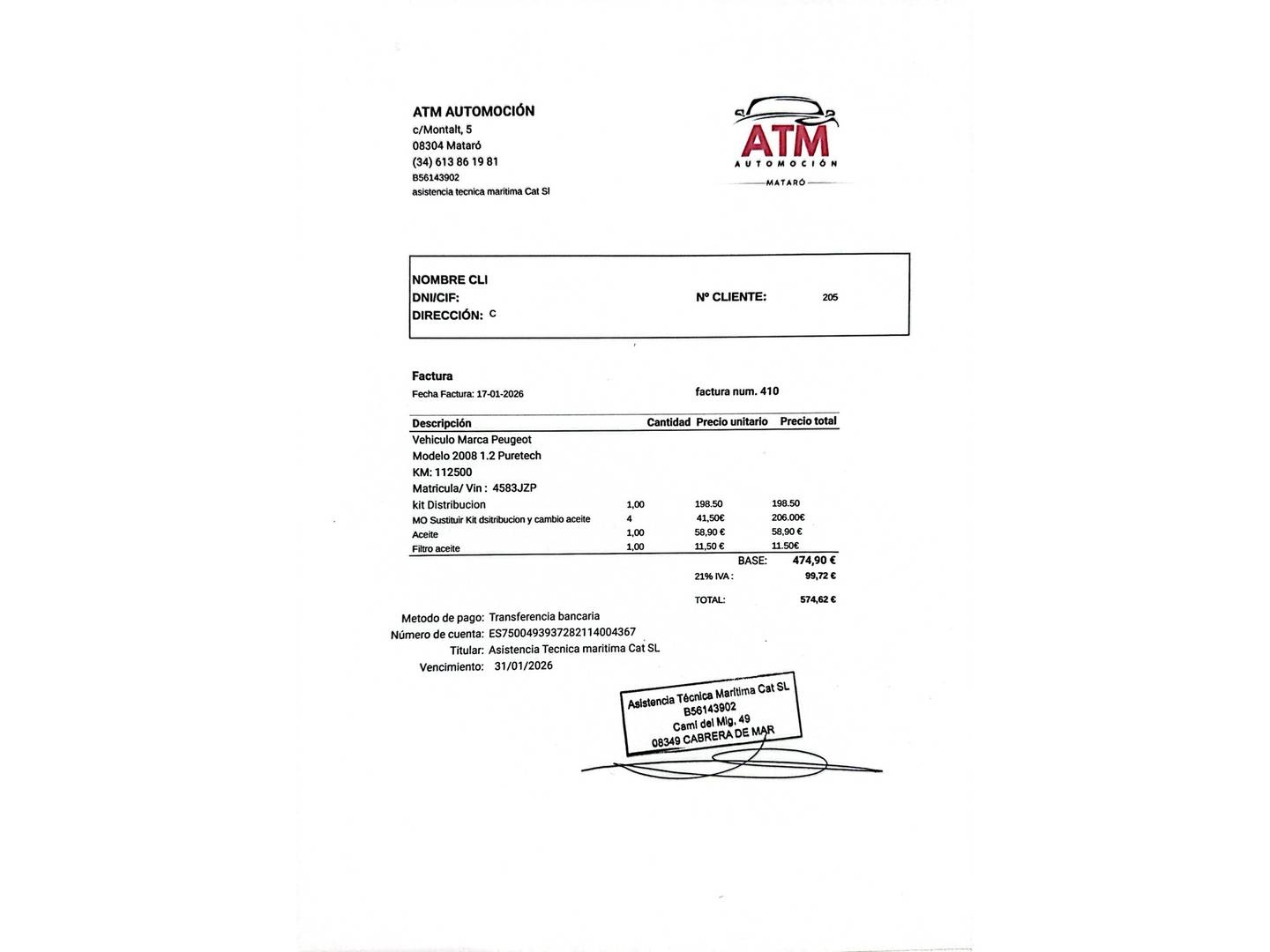 Foto del mantenimiento del Peugeot 2008 Peugeot 2008 PureTech 110 S&S Style (110 CV)