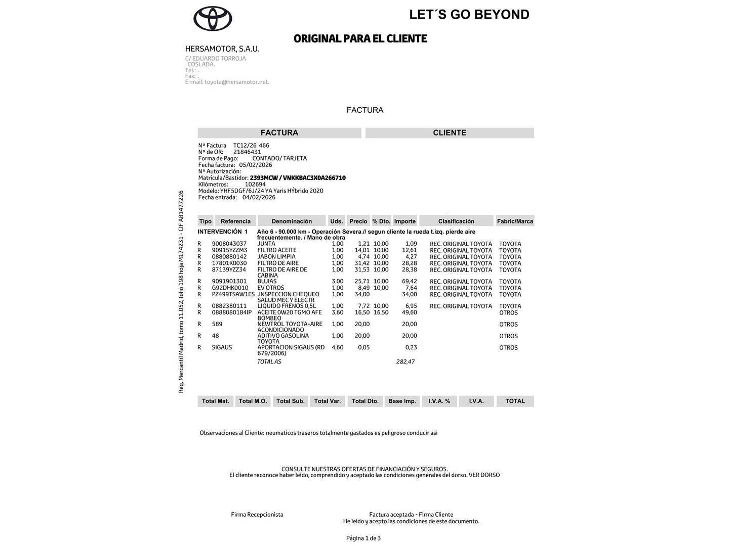 Foto del mantenimiento del Toyota Yaris Toyota Yaris 1.5 120H GR-Sport (116 CV)