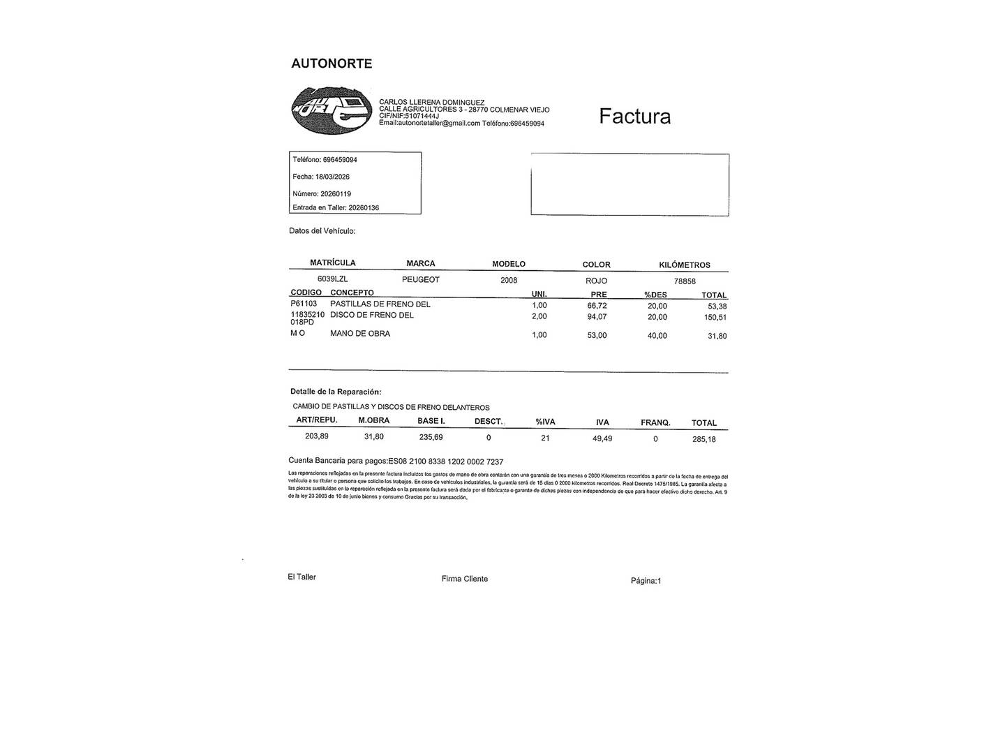 Foto del mantenimiento del Peugeot 2008 Peugeot 2008 PureTech 130 S&S Allure Pack EAT8 (130 CV)