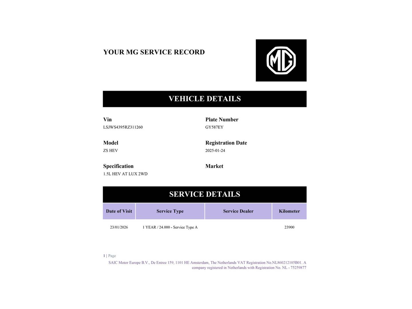Foto del mantenimiento del MG ZS MG ZS 1.5 Hybrid+ Luxury (197 CV)