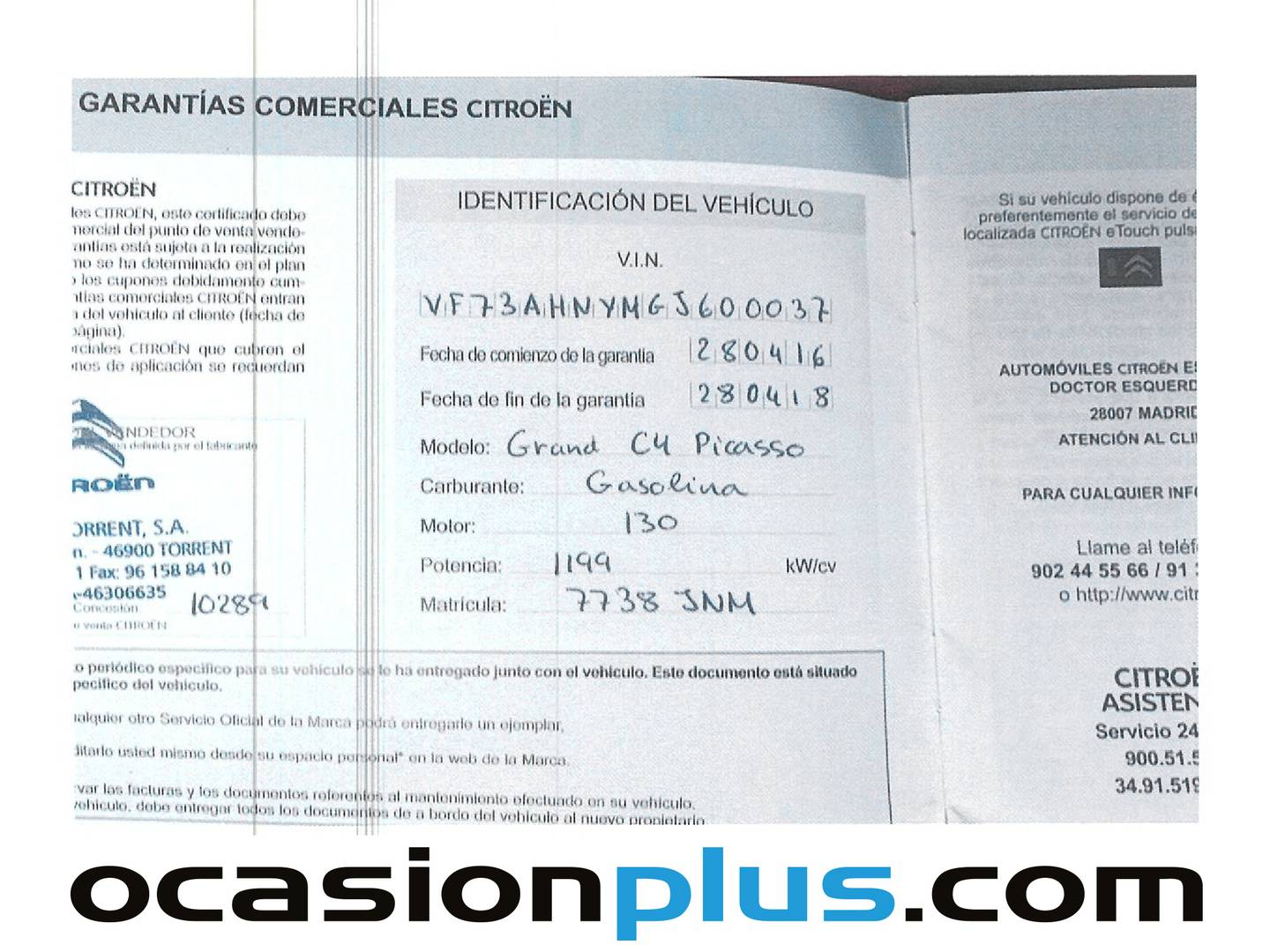 Foto del mantenimiento del Citroën Grand C4 Picasso Citroën Grand C4 Picasso PureTech 130 S&S 6v Feel Edition (130 CV) 7 Plazas