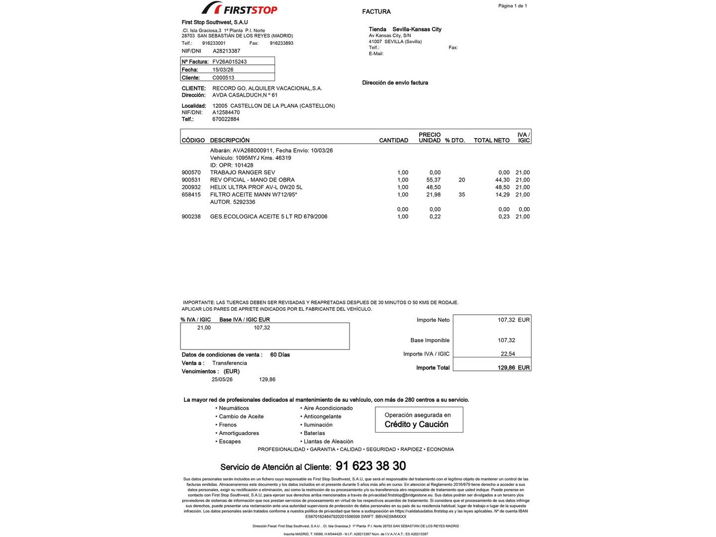 Foto del mantenimiento del Seat Ibiza Seat Ibiza 1.0 TSI S&S Xcellence (115 CV)
