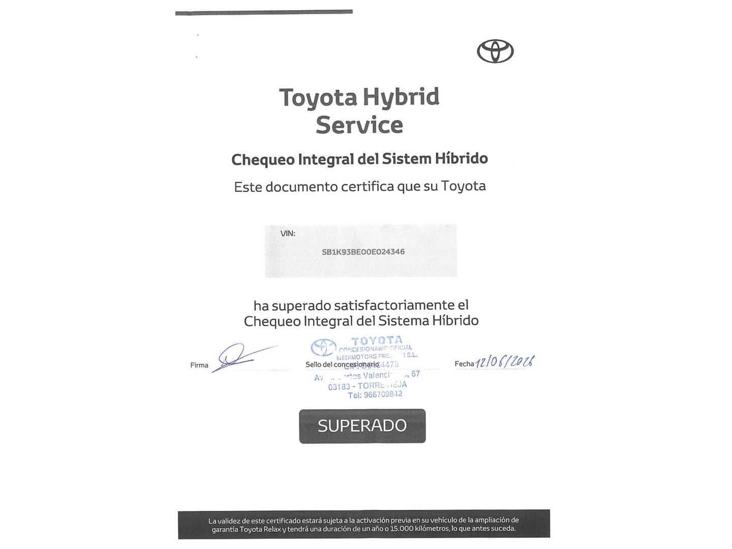 Foto del mantenimiento del Toyota Corolla Toyota Corolla 1.8 125 Híbrido Feel! E-CVT (122 CV)