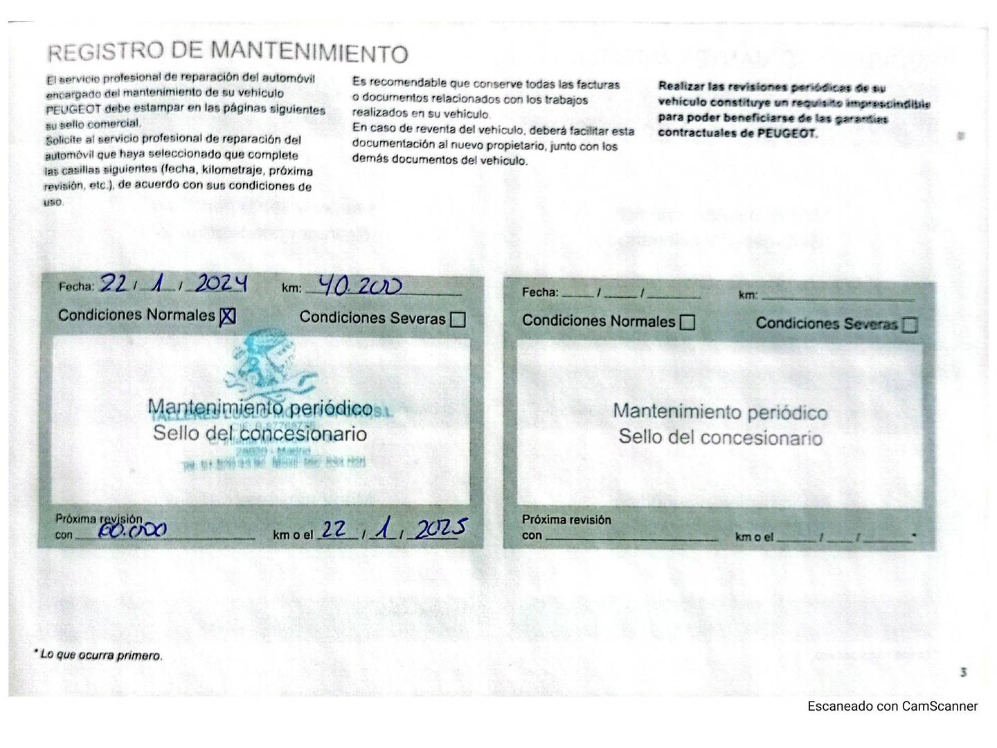 Foto del mantenimiento del Peugeot Rifter Peugeot Rifter BlueHDi 130 Allure Pack Long (130 CV)