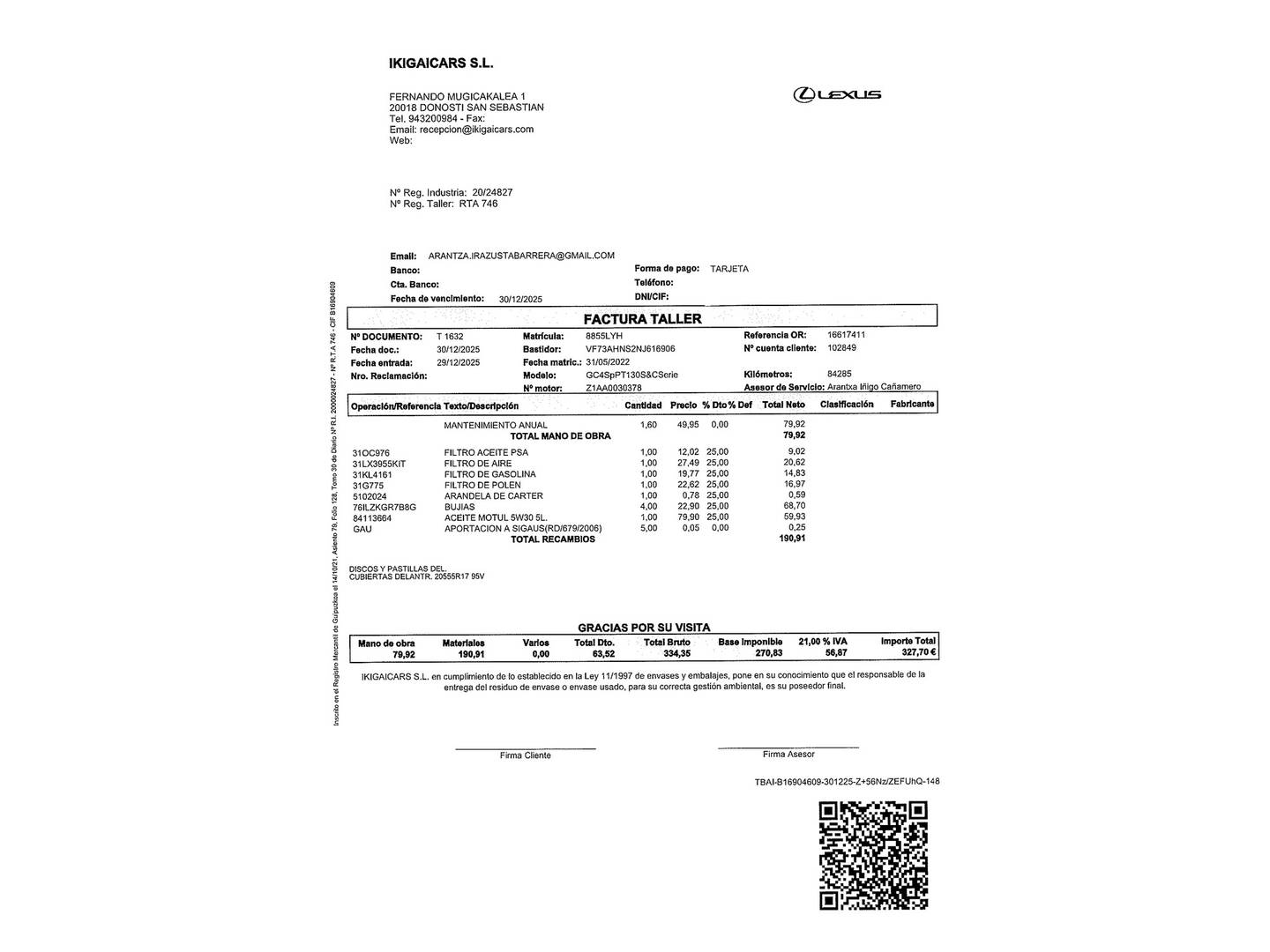 Foto del mantenimiento del Citroën Grand C4 Spacetourer Citroën Grand C4 Spacetourer PureTech 130 S&S 6v C-Series (131 CV) 7 Plazas