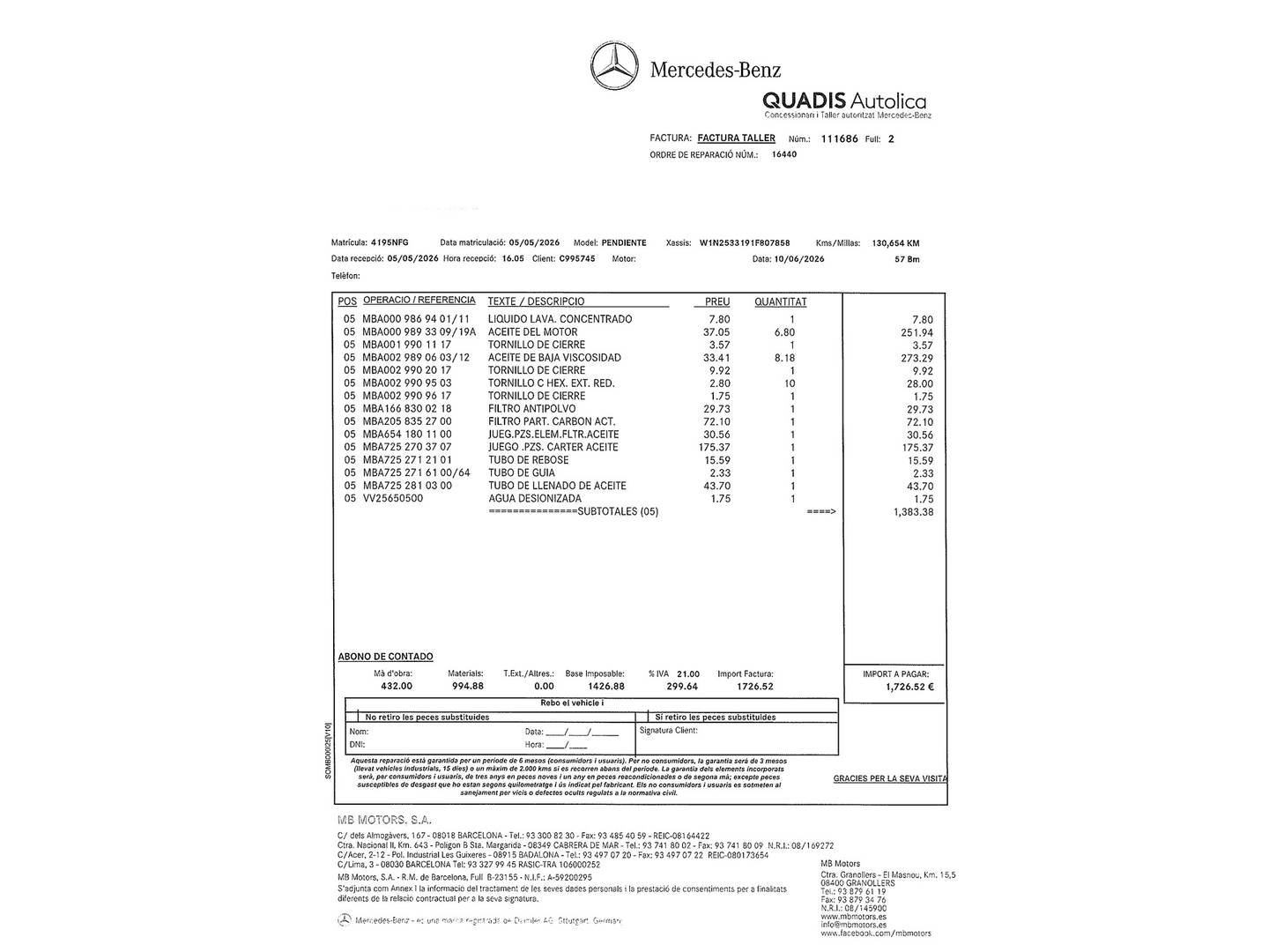 Foto del mantenimiento del Mercedes GLC Coupé Mercedes GLC Coupé 300 d 4Matic (245 CV) Pack AMG