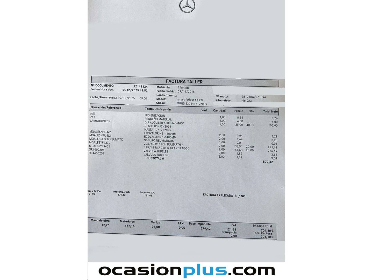 Foto del mantenimiento del Smart forfour Smart ForFour 66 S&S (90 CV)