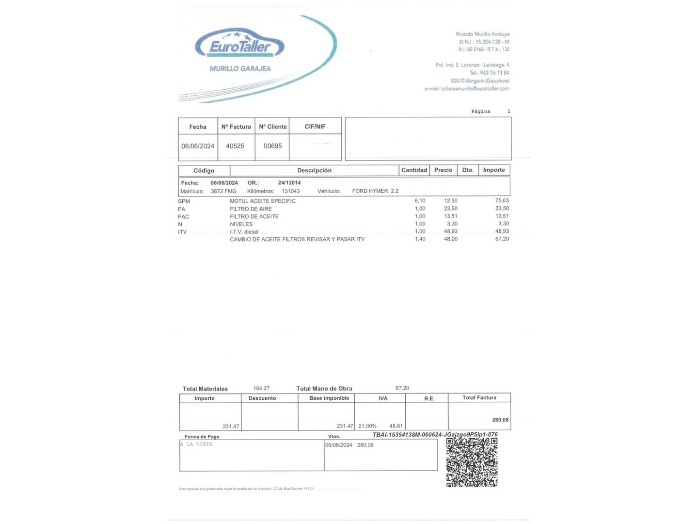 Foto del mantenimiento del Hymer C 662 Hymer C 662 CL (131 CV)