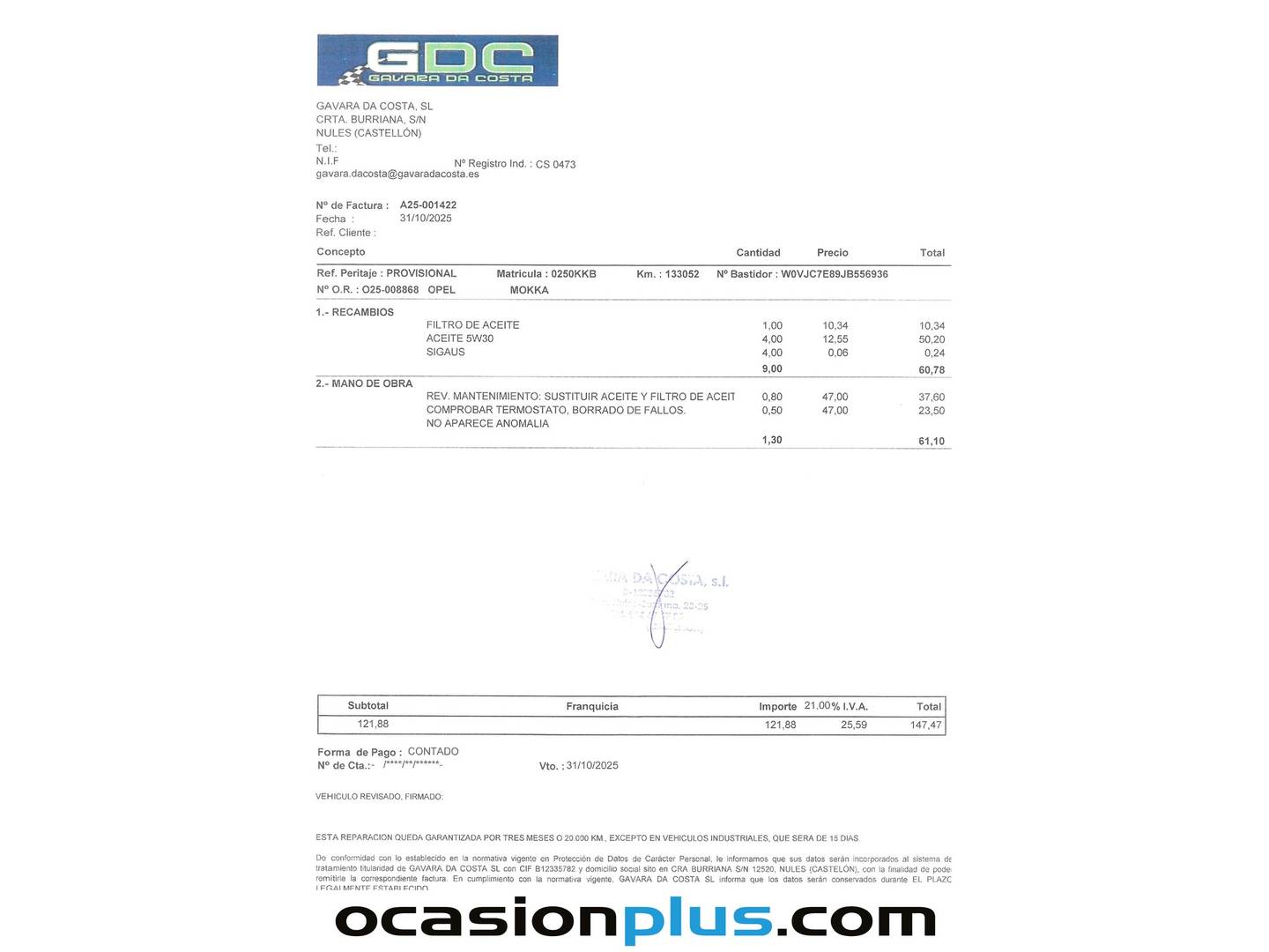 Foto del mantenimiento del Opel Mokka X Opel Mokka X 1.4 Turbo S&S Selective 4X2 (140 CV)