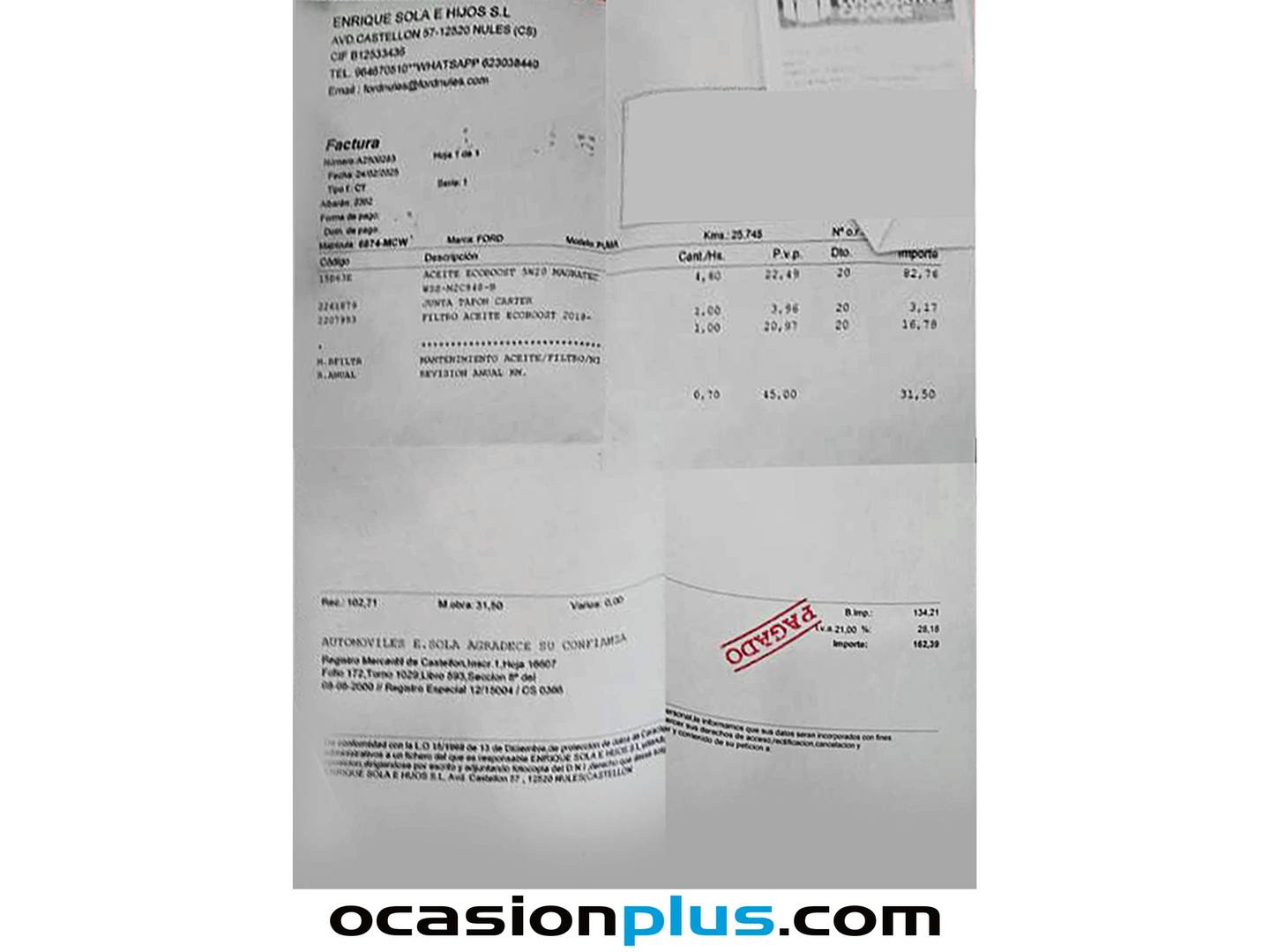 Foto del mantenimiento del Ford Puma Ford Puma 1.0 EcoBoost MHEV ST-Line X (155 CV)