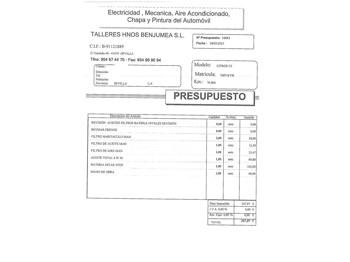 Foto del mantenimiento del Citroën C3 Citroën C3 PureTech 82 Feel (83 CV)
