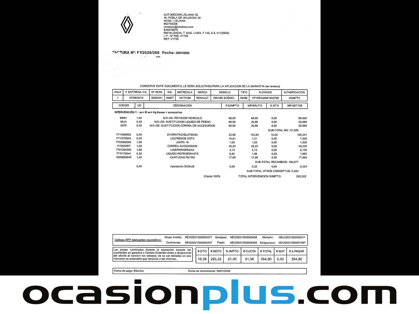 Foto del mantenimiento del Renault Grand Scénic Renault Grand Scenic Limited Energy TCe (140 CV)  7 PLAZAS