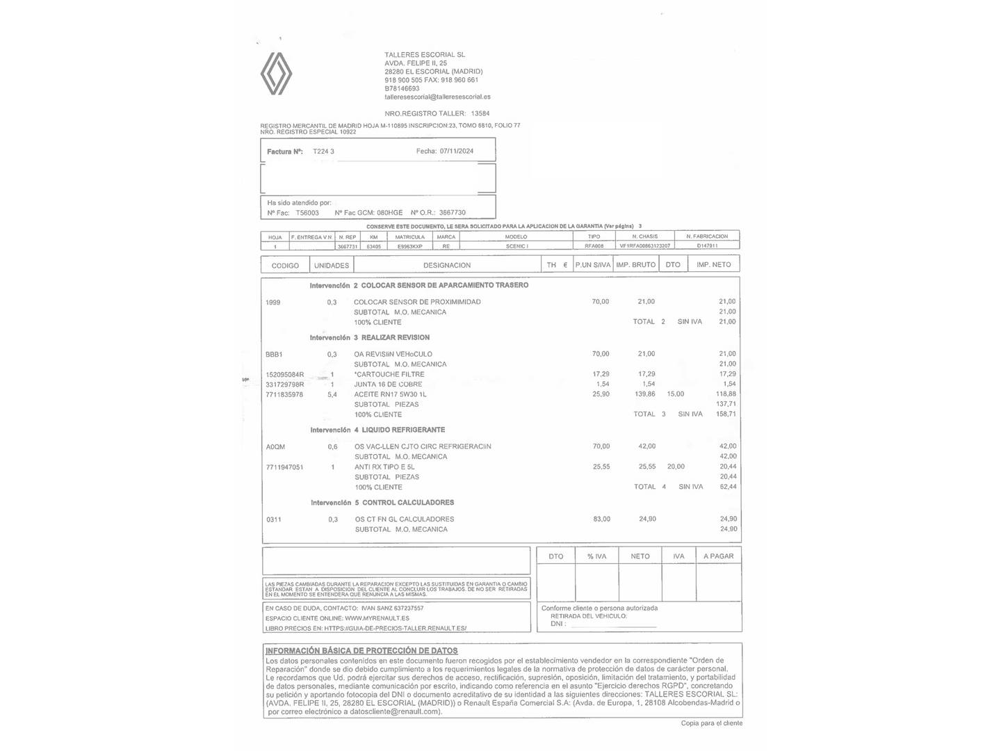 Foto del mantenimiento del Renault Scénic Renault Scenic Zen TCe (140 CV) GPF EDC