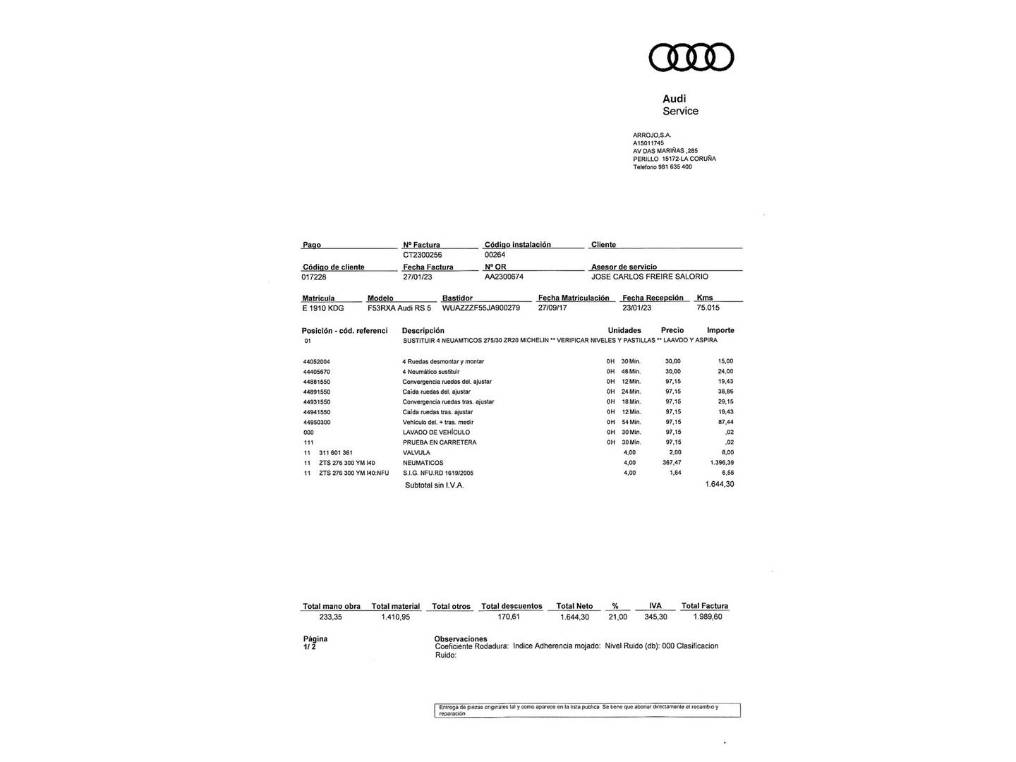 Foto del mantenimiento del Audi A5 Audi RS5 Coupe 2.9 TFSI quattro (450 CV) tiptronic