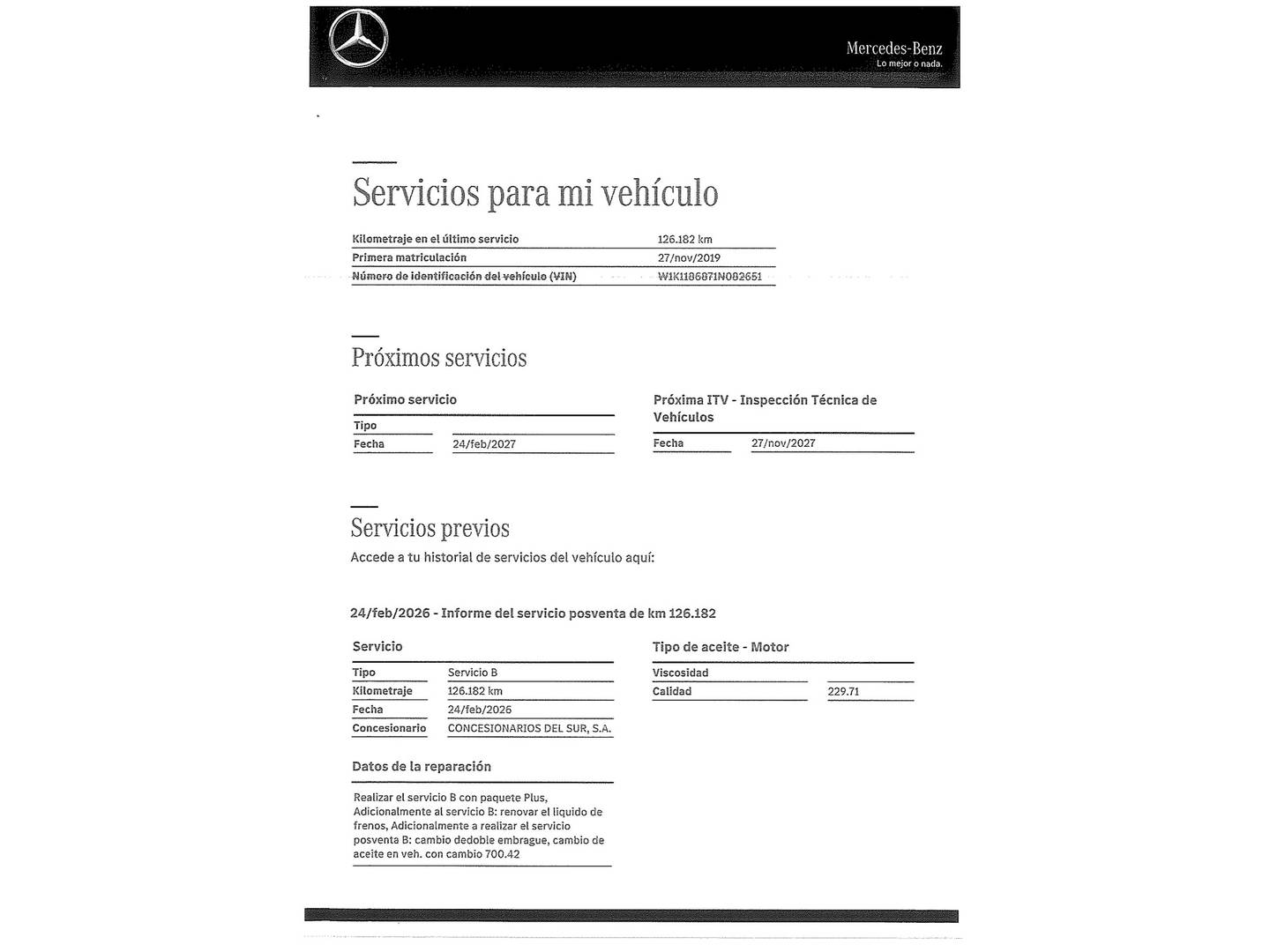 Foto del mantenimiento del Mercedes CLA Mercedes-Benz CLA Shooting Brake CLA Shooting Brake CLA 200 (163 CV) Pack AMG