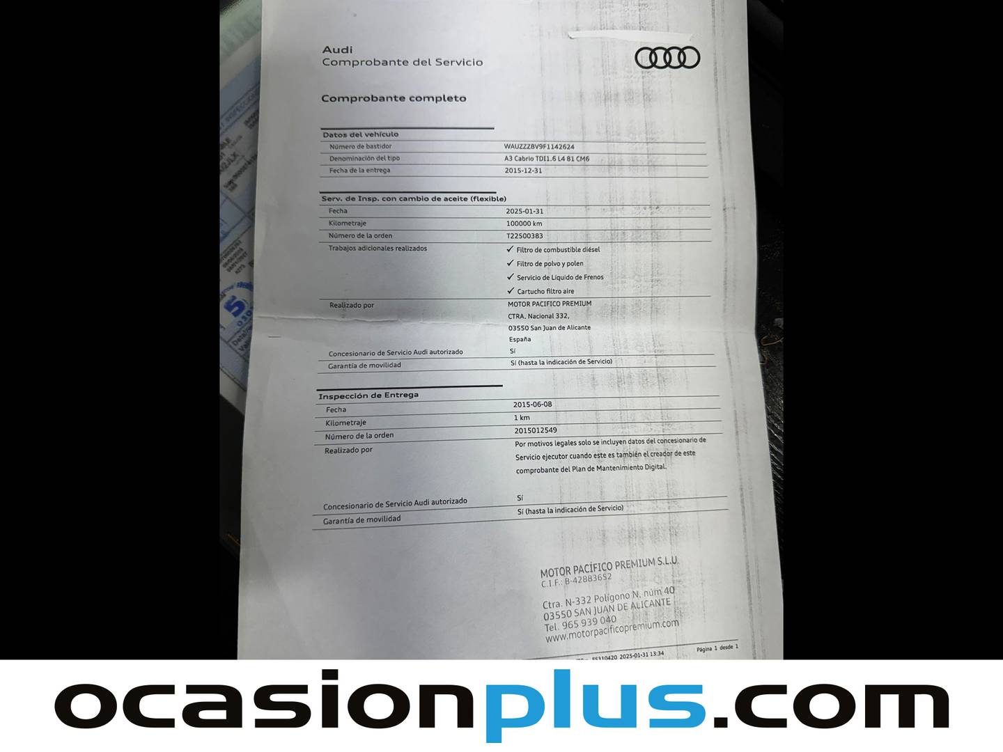 Foto del mantenimiento del Audi A3 Audi A3 Cabrio Attraction 1.6 TDI CD (110 CV)