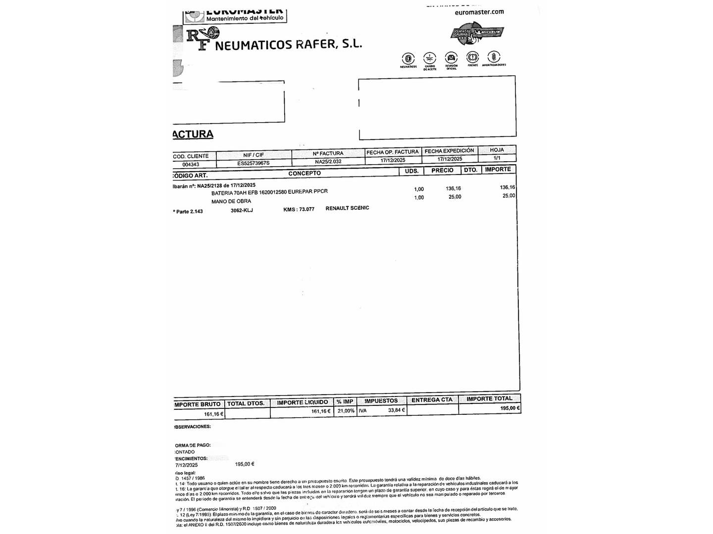 Foto del mantenimiento del Renault Scénic Renault Scenic dCi 110 Zen Energy (110 CV)