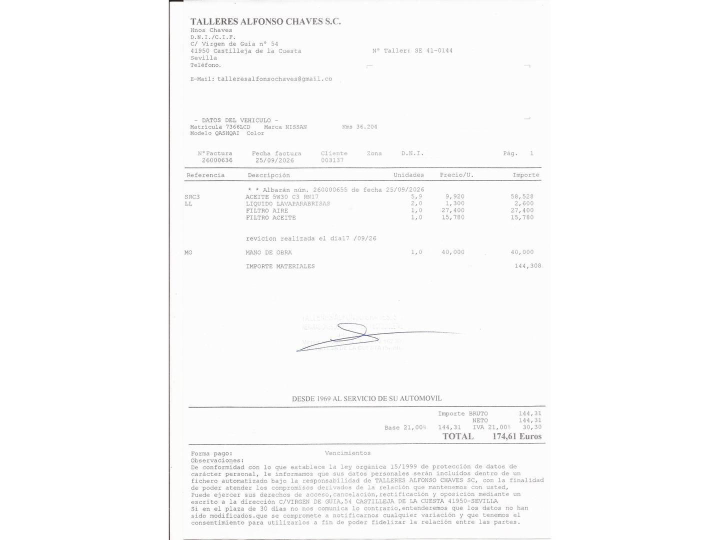 Foto del mantenimiento del Nissan QASHQAI Nissan Qashqai dCi 150 Tekna+ (150 CV)