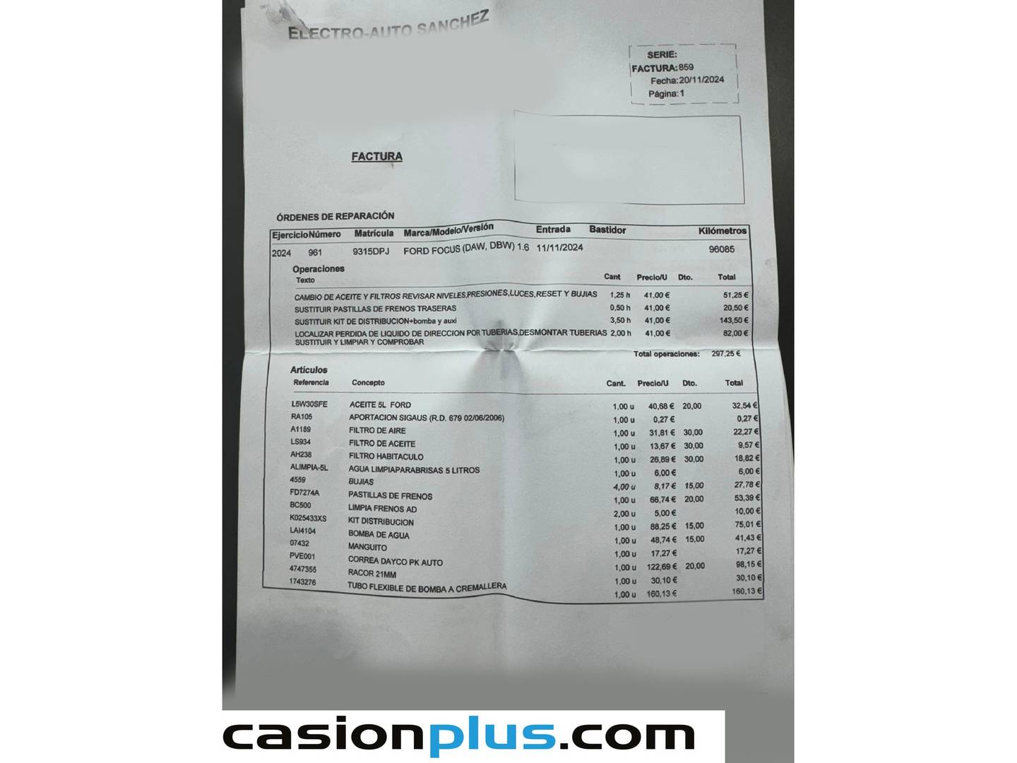 Foto del mantenimiento del Ford Focus Ford Focus 1.6 Sport (115 CV)