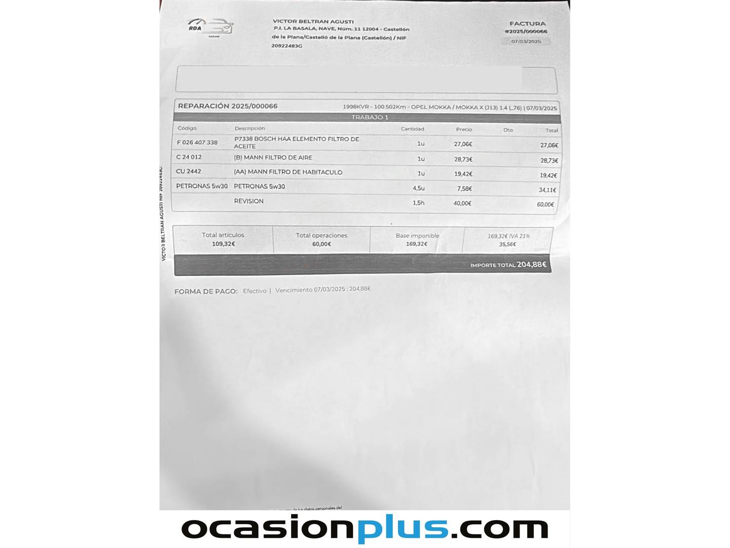Foto del mantenimiento del Opel Mokka X Opel Mokka X 1.4 Turbo S&S Innovation 4X2 (140 CV)
