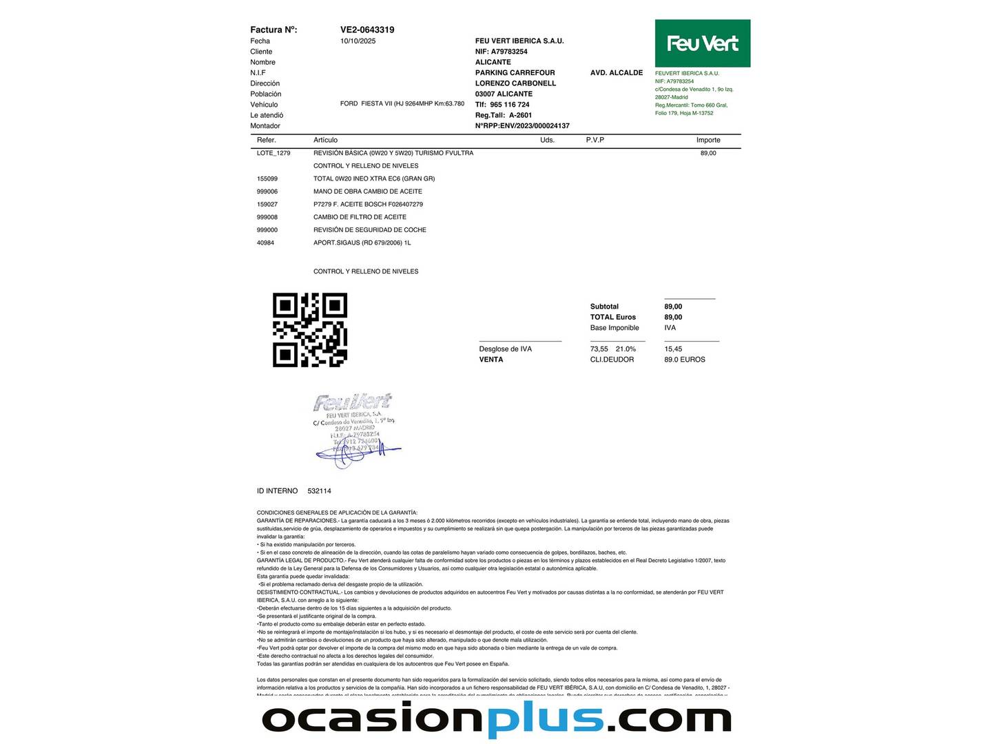 Foto del mantenimiento del Ford Fiesta Ford Fiesta 1.0 EcoBoost MHEV ST-Line (125 CV)