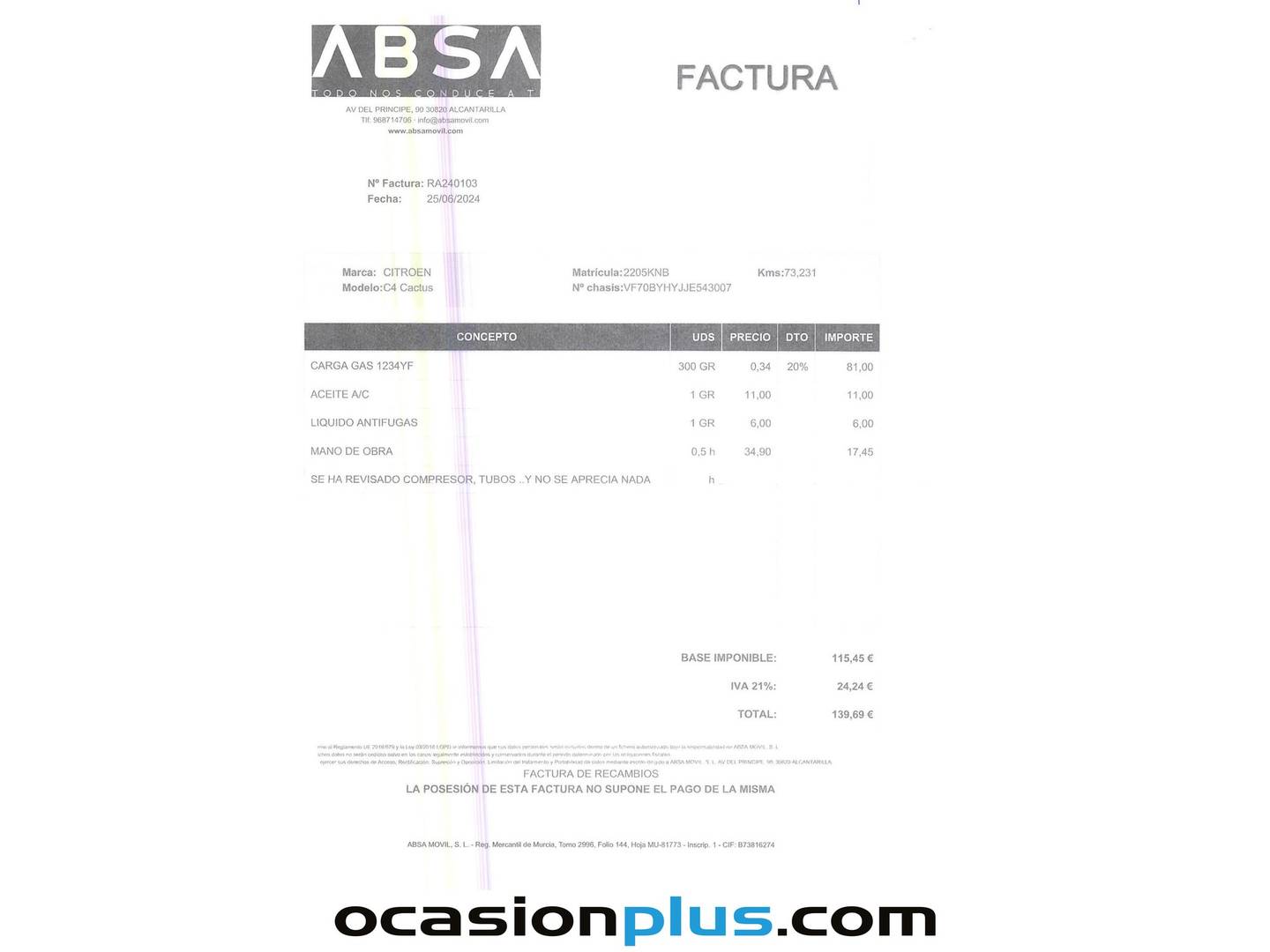 Foto del mantenimiento del Citroën C4 Cactus Citroen C4 Cactus BlueHDi 100 S&S Shine (100 CV)