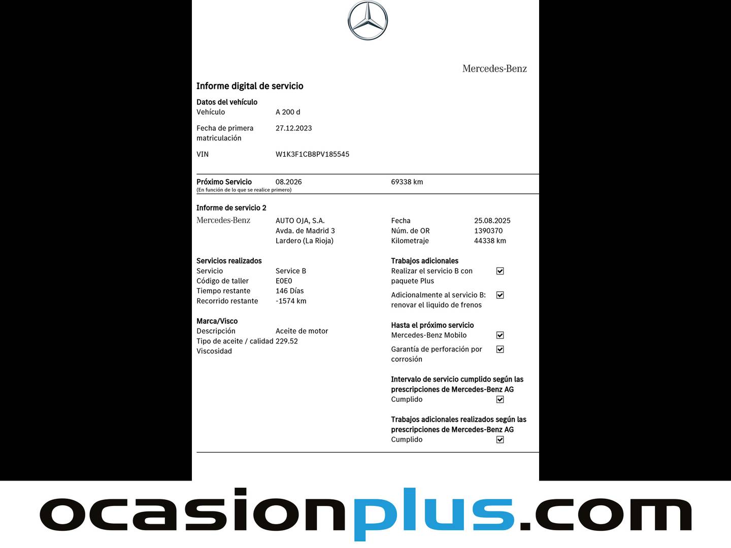 Foto del mantenimiento del Mercedes Clase A Mercedes Clase A 200 d (150 CV) Pack AMG