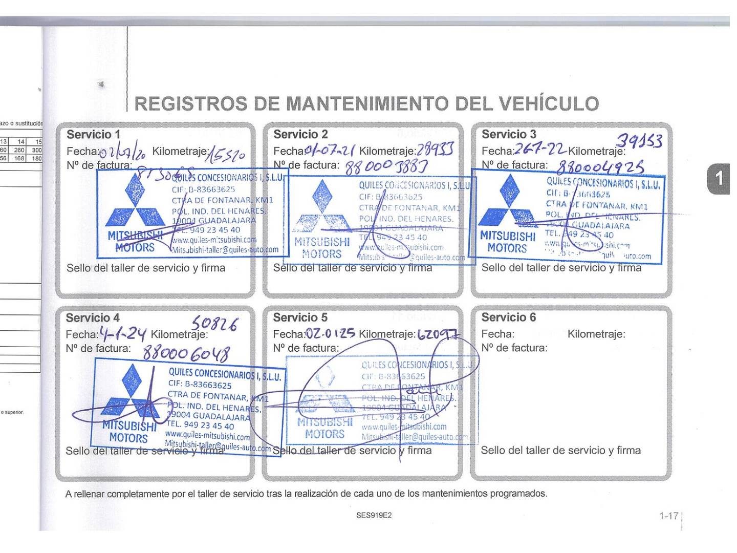 Foto del mantenimiento del Mitsubishi Space Star Mitsubishi Space Star 120 MPI Kaiteki (80 CV)