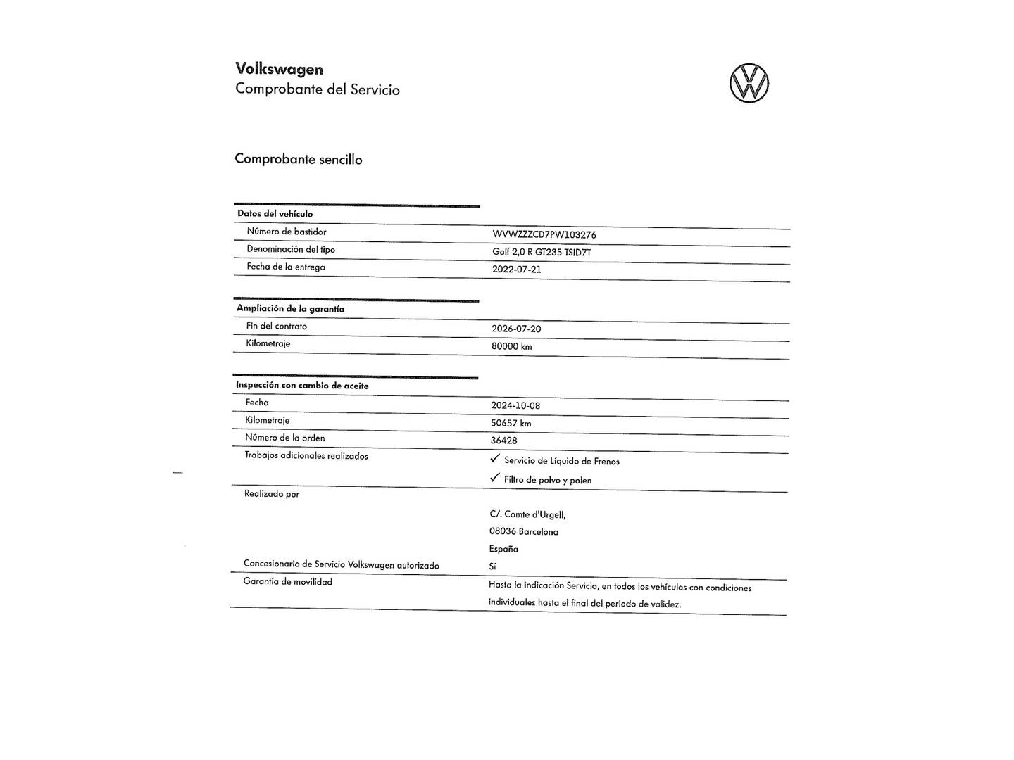 Foto del mantenimiento del Volkswagen Golf Volkswagen Golf R 2.0 TSI 4Motion (320 CV) DSG